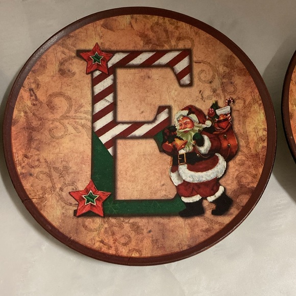 Noel Decoration Plates Coasters Set of 4 Stackable Each Plate has a Letter 4.5” - Picture 4 of 8